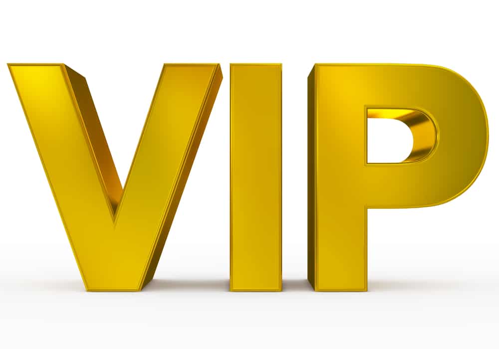 VIP golden - 3d letters isolated on white, front view